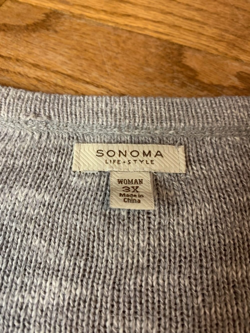 Sonoma Goods for Life Grey V-Neck Cotton Sweater 3X Plus - Picture 2 of 7
